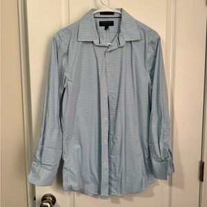 Banana Republic Wrinkle Resistant Slim Fit Blue Plaid Button Up